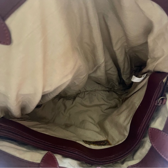 SCALA Tan Canvas Palm Tree Travel Tote | Leather Trim | Large Overnight Bag - Picture 14 of 14